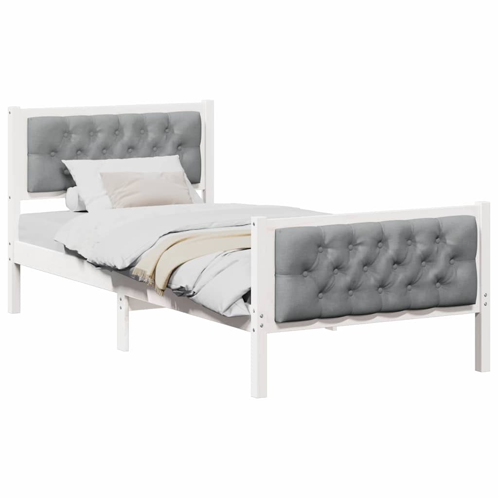 Bed Frame with Headboard Light Grey 90 x 190 cm Solid Pine Wood